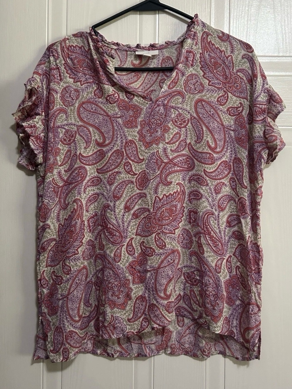 J. Jill Women's Paisley Short Sleeve Top - Pink / White